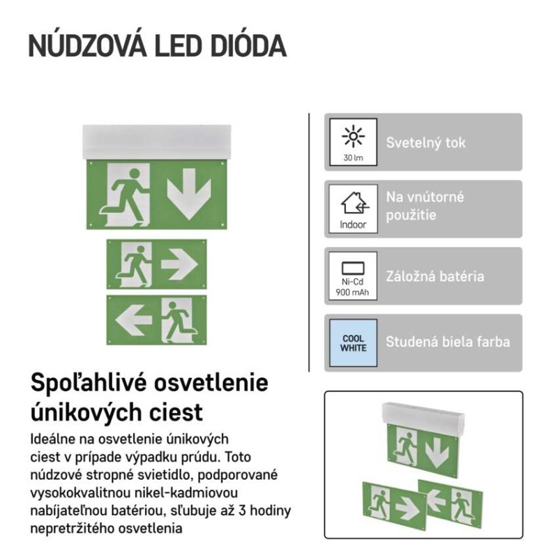 LED Núdzové svietidlo CESSI 3W 3H MT