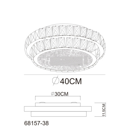 Stropné svietidlo, kov chróm, kryštály K5/akrylové číre, stmievateľné, niekoľko úrovní pomocou náste 12