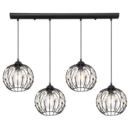 Závesné svietidlo, kov čierny matný, krištále K9 jantárové, textilný kábel čierny, DxŠxV: 800x200x12 4