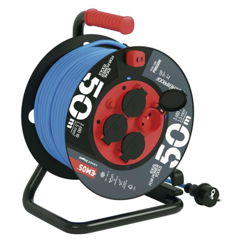 Špeciálny predlžovací kábel na bubne 50 m / 4 zásuvky / PVC / 230 V / 1,5 mm2 8