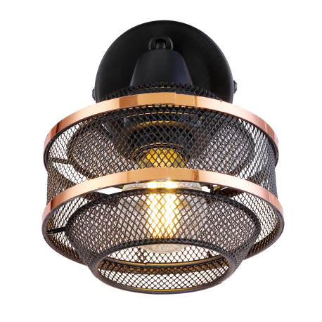 Nástenné svietidlo, kov čierny a zlatý, vypínač, ŠxV:120x155, H:145, bez žiarovky 1xE14, max. 40W 23 3