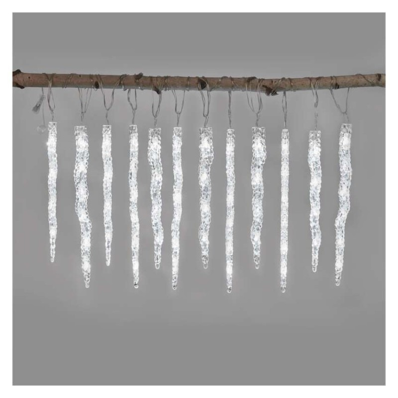 LED vianočná girlanda – cencúle, 12 ks, 3,6 m, vonk. a vnút., studená biela 4