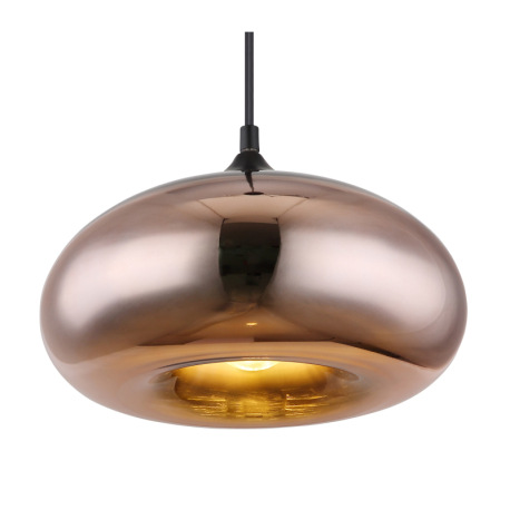 Závesné svietidlo, kov čierny, sklo medenej farby, Ø280, V:1200, bez žiarovky 1xE27, max. 60W 230V 3