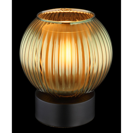 Stolové svietidlo, kov čierny matný, sklenená guľa zelená, vnútorné sklo biele, kábel PVC čierny, ko 2