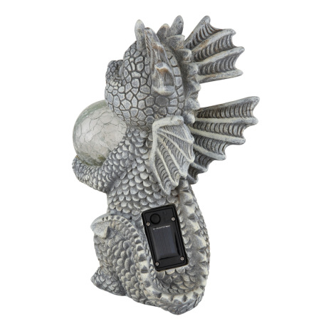 Solárne svietidlo, plast sivý matný, sklenená guľa číra s efektom prasknutého skla, vypínač, batéria 5