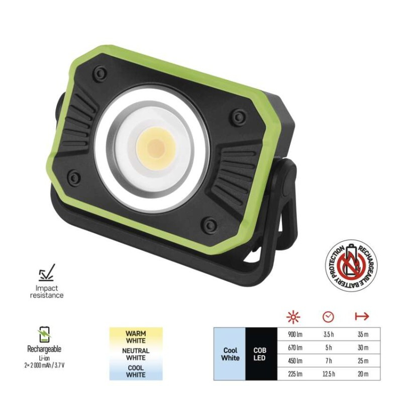 COB LED nabíjací pracovný reflektor P4542, 900 lm, 4400 mAh 2