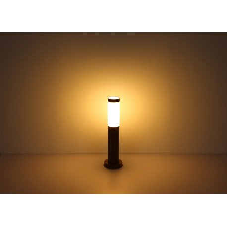 Vonkajšie svietidlo, oceľ vo vzhľade dreva, plast opál, IP44, senzor 90°, dosah 2-8m, Ø127, V:450, b 3