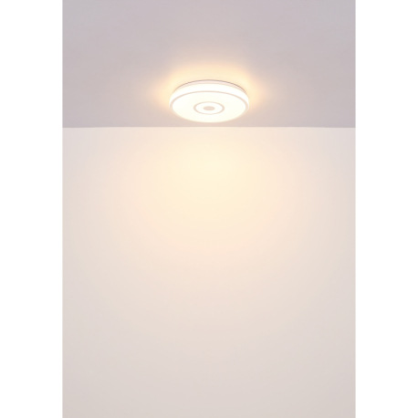 Stropné svietidlo, kov biely, plast biely s trblietavým efektom, chrómový krúžok, ø: 380 mm, V: 65 m 12