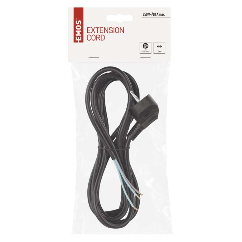 Flexo šnúra PVC 3× 0,75mm2, 2m, čierna 1