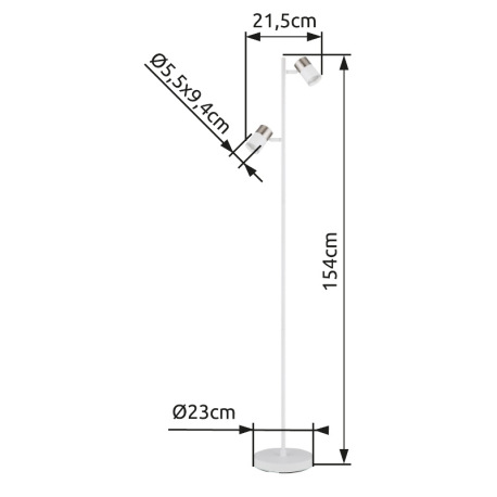 Stojanové svietidlo, matný biely kov, hliník nikel, matný biely hliník, priehľadný plast, biely PVC 18