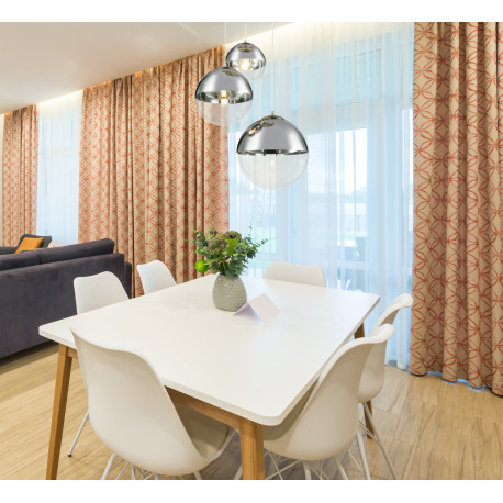 Závesné svietidlo, kov nikel matný, sklo priehľadné chróm, 3 gule s priemerom: 20 - 25 - 30 cm, Ø510 2