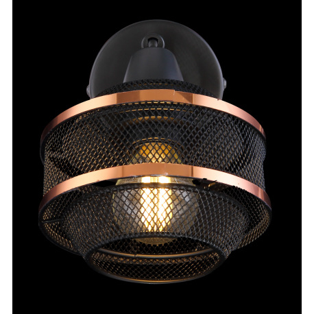 Nástenné svietidlo, kov čierny a zlatý, vypínač, ŠxV:120x155, H:145, bez žiarovky 1xE14, max. 40W 23 4