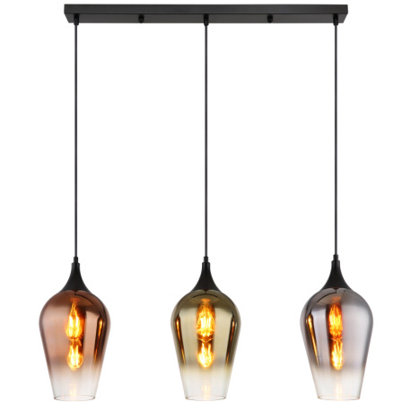 Závesné svietidlo, kov čierny, sklo medenej farby, zlatej farby, pochrómované, textilný kábel čierny 11