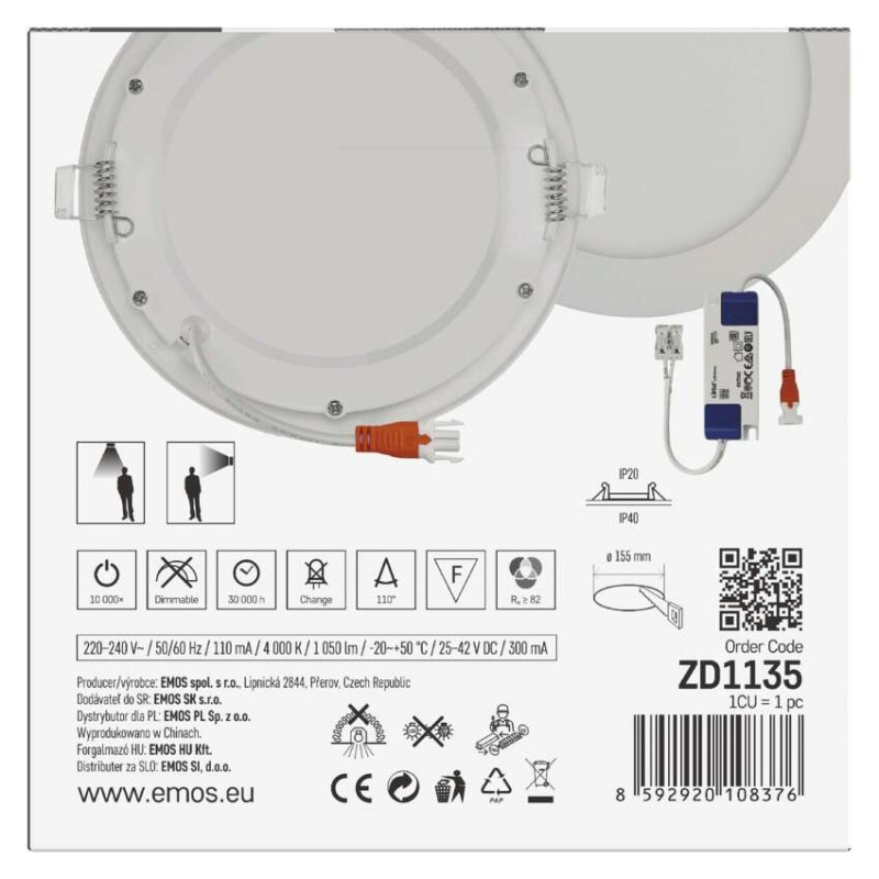 LED vstavané svietidlo NEXXO, kruhové, biely, 12,5W, neutrálna biela 7