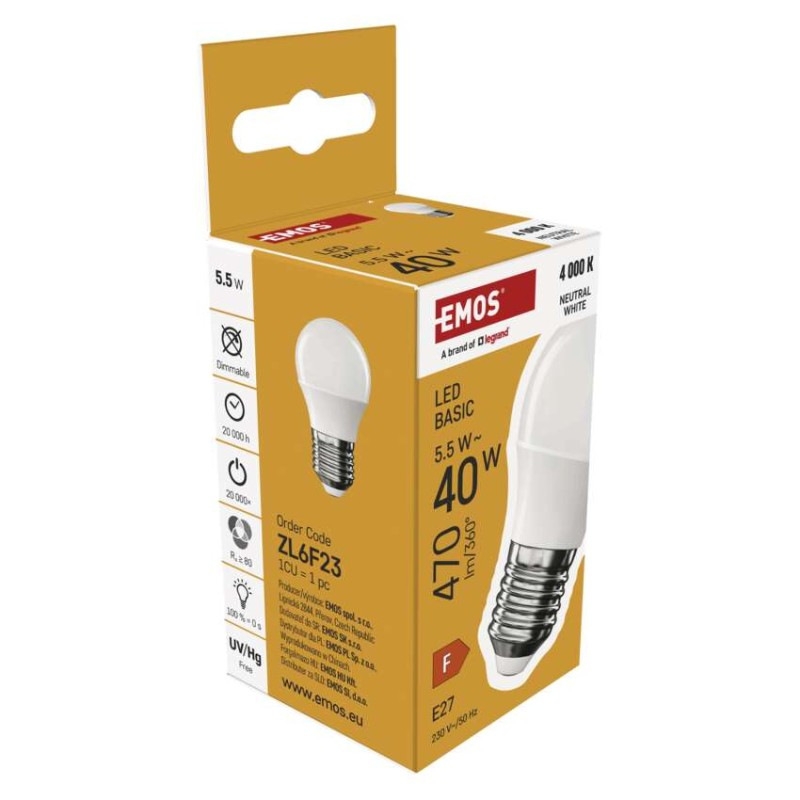 LED žiarovka Basic Mini Globe / E27 / 5,5 W (40 W) / 470 lm / Neutrálna biela 5
