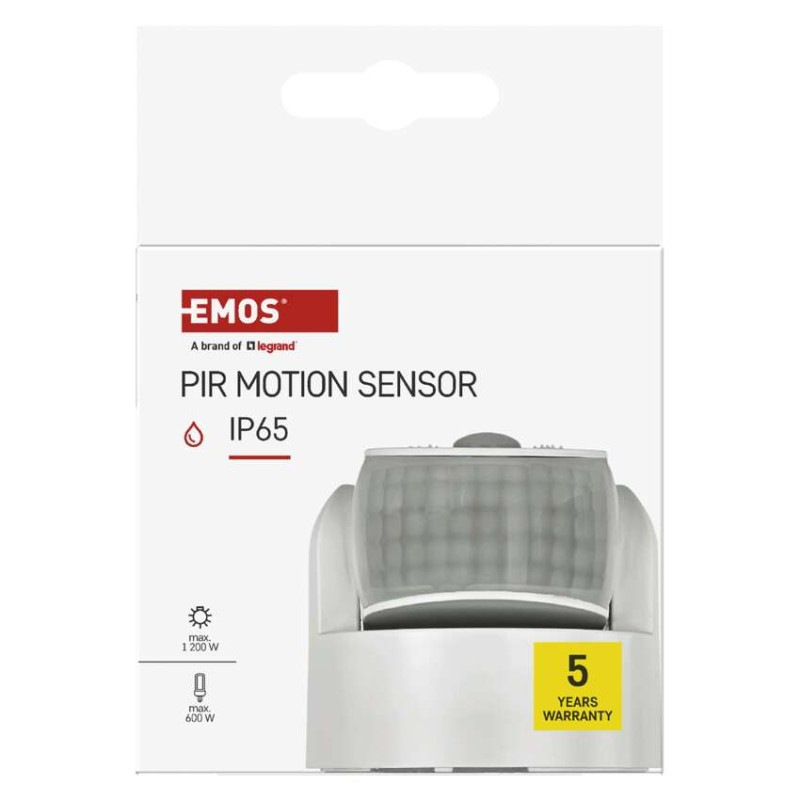 PIR senzor (pohybové čidlo) IP65 1200W, biela 7