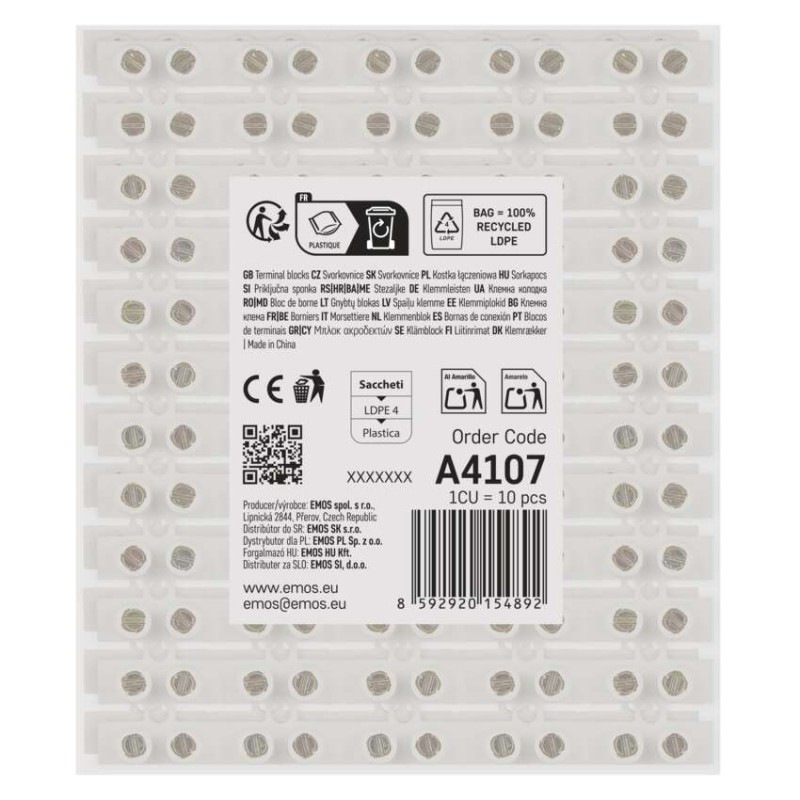 Skrutková svorkovnica 12× 6–10 mm2, 450 V, biela, 10 ks 4
