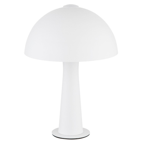 Stolná lampa z matného bieleho kovu, kábel z čierneho PVC, kolískový vypínač na kábli, ø: 200 mm, V: 10