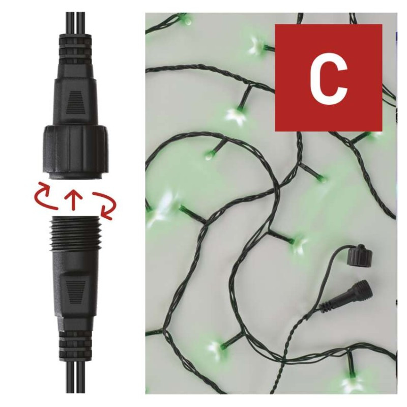 Standard LED spojovacia vianočná reťaz, 10 m, vonkajšia aj vnútorná, zelená 5