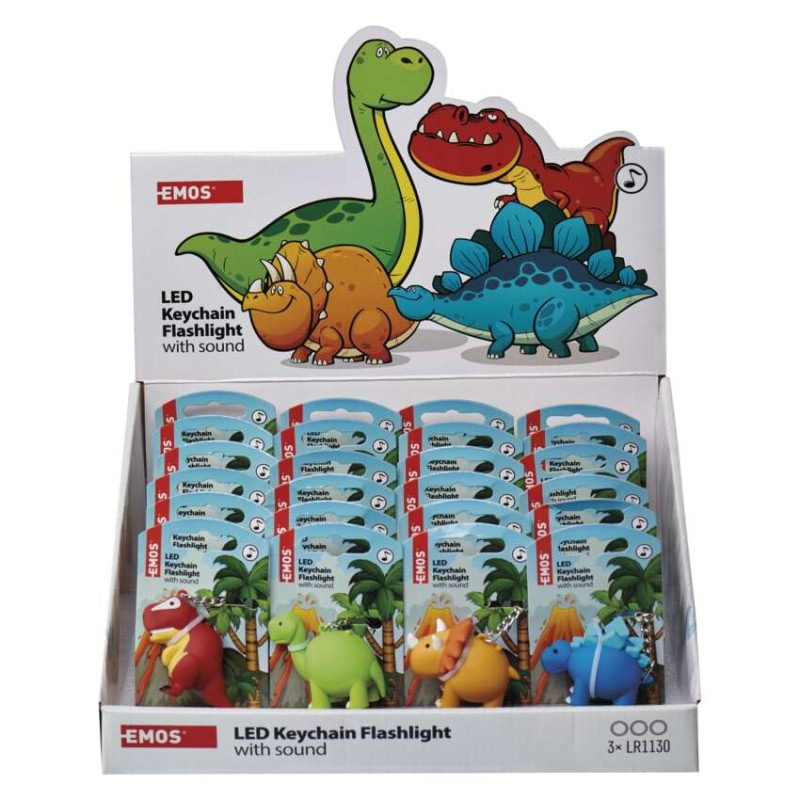 LED kľúčenka – dinosaurus na 3× LR54, 24 ks, display box
