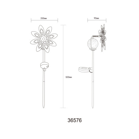 Solárne svietidlo, kov imitácia hrdze, číra sklenená guľa, žlté sklenené kryštály, posuvný spínač, b 7