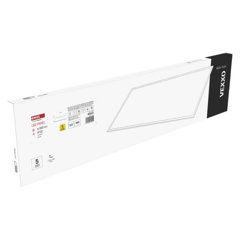 LED panel VEXXO 30×120, obdĺžnikový prisadený biely, 33W neutrálna biela UGR 10