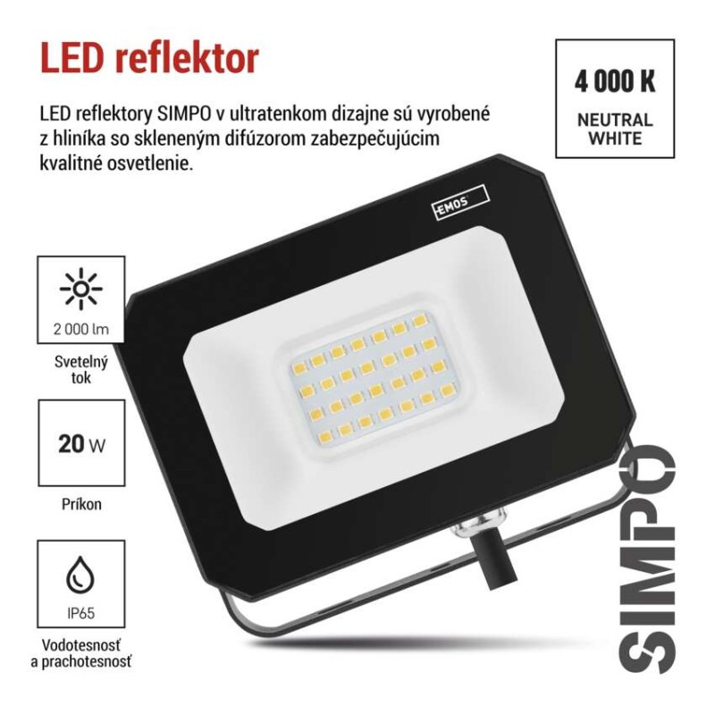 LED reflektor SIMPO 20 W neutrálna biela 6