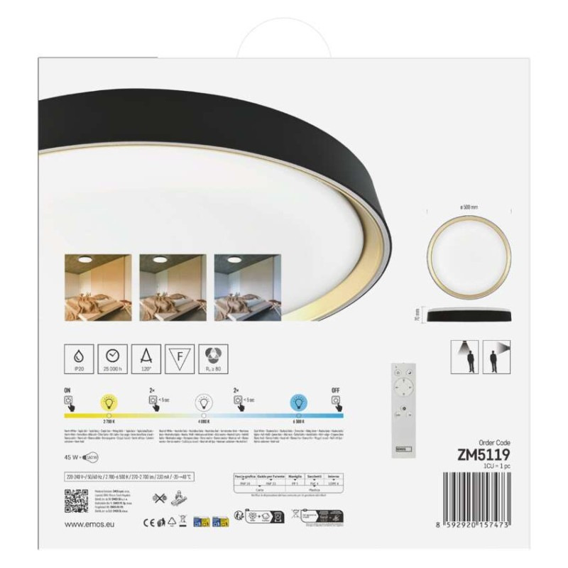 LED nástenné svietidlo ILVI, kruhové 45 W, stmievanie + CCT, čierna + šampanská 12