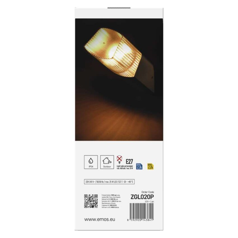 Záhradné nástenné svietidlo LANA, 10,6 x 8,8 x 28,5 cm, 1 x E27, 25 W 12