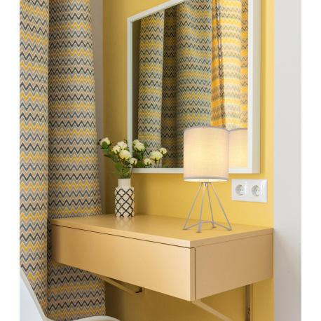 Stolové svietidlo, kov sivý, textil sivý, kábel PVC biely, kolískový vypínač na kábli, ø: 160mm, V: 8