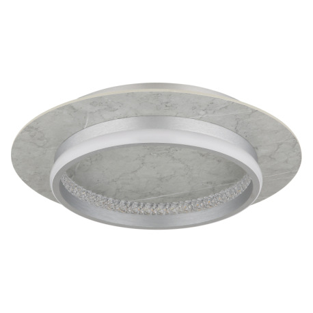 Stropné svietidlo, kov strieborný matný, MDF, hliník strieborný brúsený, akrylové kryštály číre, nie 9