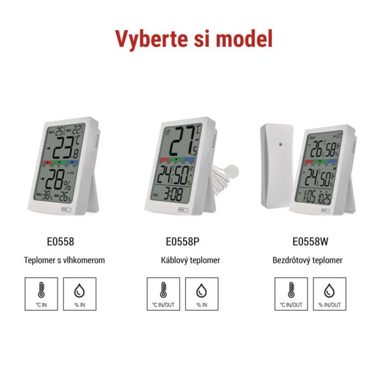 Digitálny vnútorný teplomer s vlhkomerom E0558 2