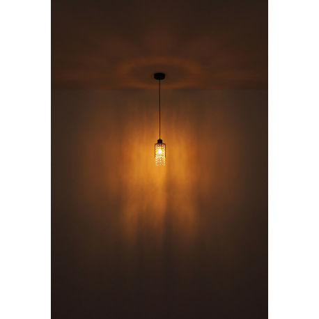 Nástenné svietidlo kov čierny matný, sklo dymové, sklenené kryštály číre, smer svetla: nadol, ŠxV: 1 9