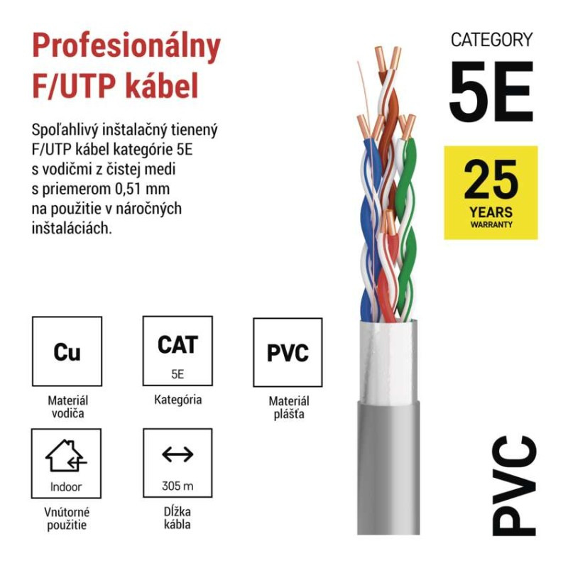 Datový kábel FTP 5E, 305m