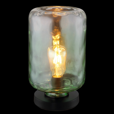 Stolná lampa, kov čierny matný, sklo zelené/číre, kábel PVC čierny, kolískový vypínač na kábli, ø: 1 2