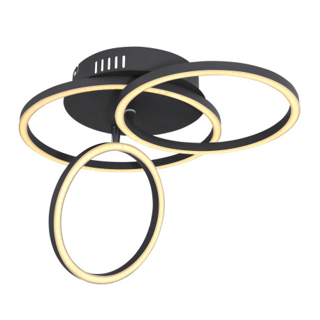 Stropné svietidlo, kov čierny matný, plast opál, priemer kruhu: 30cm, 25cm, 20,5cm, DxŠxV:500x300x95 6