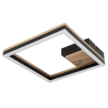 Stropné svietidlo, kov čierny matný, MDF so vzhľadom dreva, plast čierny matný, plast biely, DxŠxV: 10