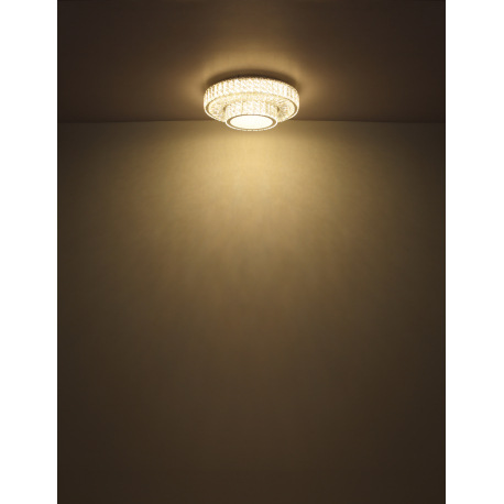 Závesné svietidlo, kov chróm, krištále K5 číre, chrómový krúžok, stmievateľné, viac úrovní pomocou n 17