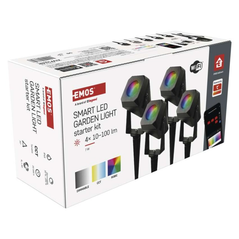 GoSmart vonkajšie LED bodové svetlo, štart. sada, 4 diely, 7 W, RGBIC stmievateľné, WiFi 12