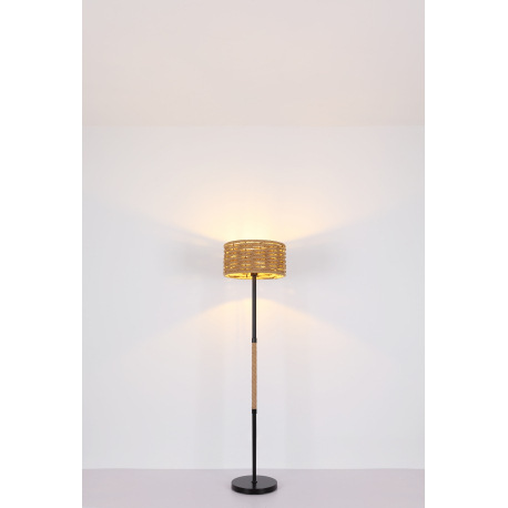 Stolová lampa, kov čierny, konopné lano, vypínač, Ø165, V:450, bez žiarovky 1xE27, max. 40W 230V 7