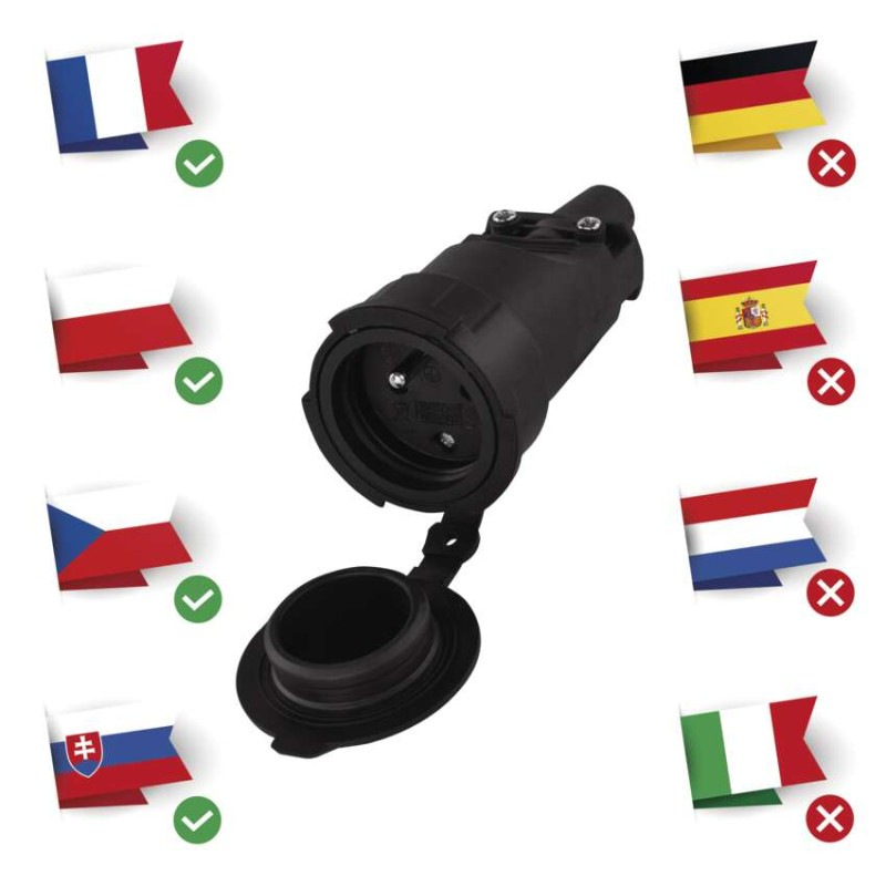 Gumová zásuvka pre predlžovací kábel, čierna 1