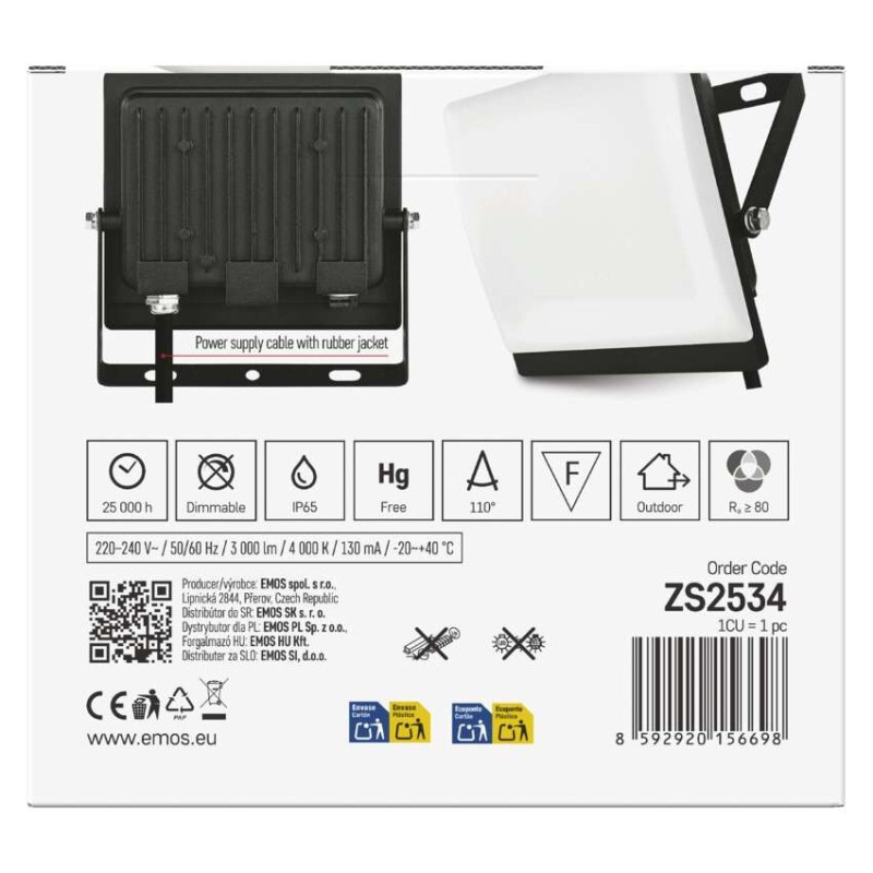 LED reflektor TAMBO EVO, 30 W, 3000 lm, IP65, čierny 13