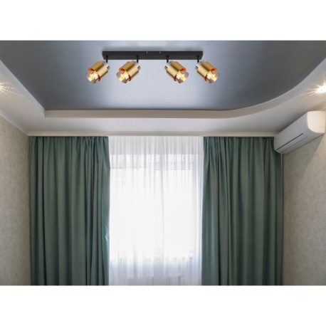 Bodové svietidlo kov čierny matný, sklo dymové, mosadzný krúžok, DxŠxV: 650x100x125mm, bez žiaroviek 10