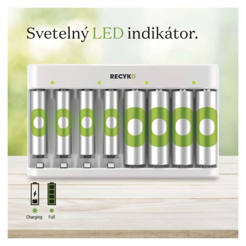 GP nabíjačka batérií Eco E821 + 4× AA 2100 + 4× AAA 850 6