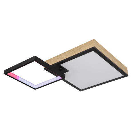 Stropné svietidlo kov čierny matný, MDF imitácia dreva, akryl biely, stmievateľné, niekoľko úrovní p 11