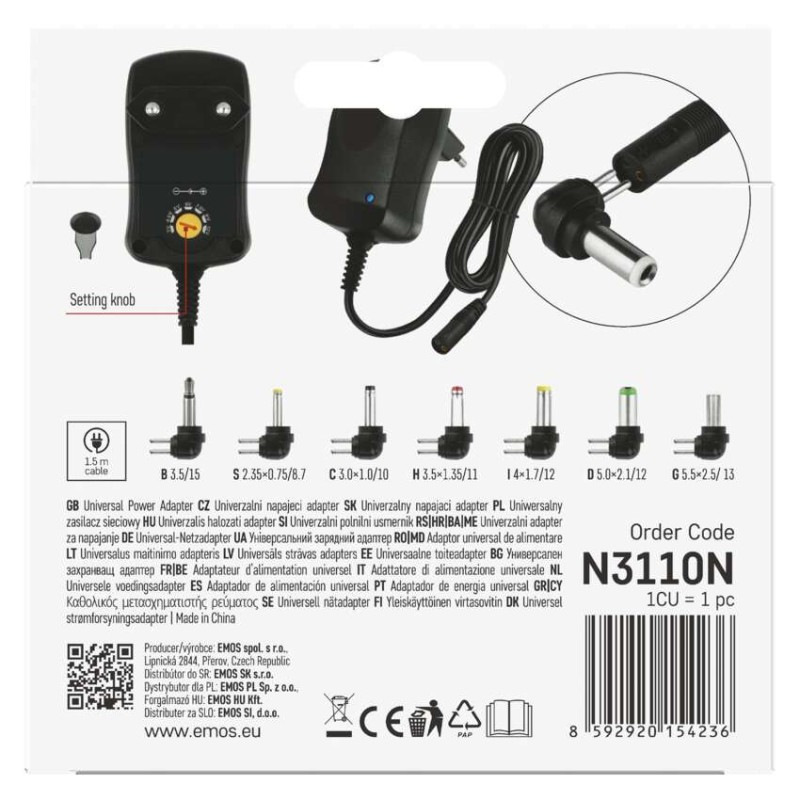 Univerzálny pulzný napájací zdroj 600 mA s hrebienkom 7