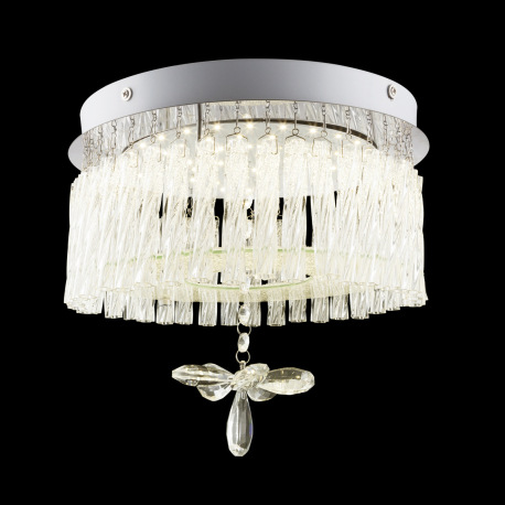 Stropné svietidlo, chróm, sklenené tyčinky, K9 kryštály, veľký kvet uprostred, Ø 280, V:220, vrátane 6