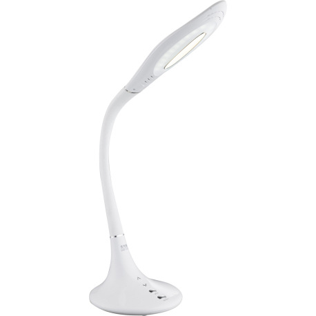 Stolová lampa, plast, chróm, biely, hliník, flexo, dotykový vypínač ON / OFF, dotykový stmievač, DxŠ