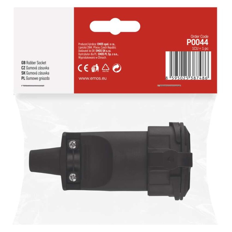 Gumová zásuvka pre predlžovací kábel, čierna 5