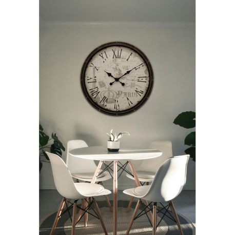 Nástenné hodiny, čierny plast, sklenená doska, hodiny, rímske číslice, ø 760 mm, výška 760 mm, bez b 2